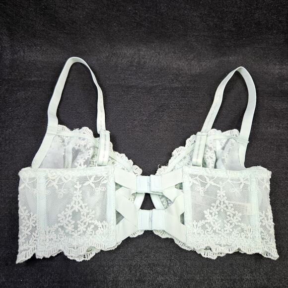 Intimately Free People Daydreamer Bra 32D Lace Underwire Unlined Ice Fog Sheer - Picture 4 of 16